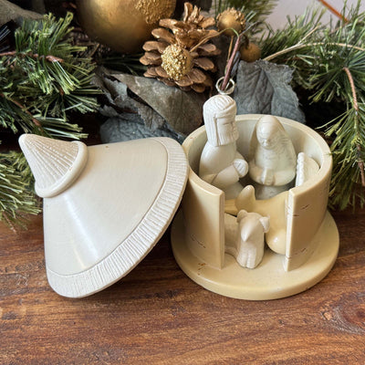 Soapstone Hut Nativity Set, 6 pieces
