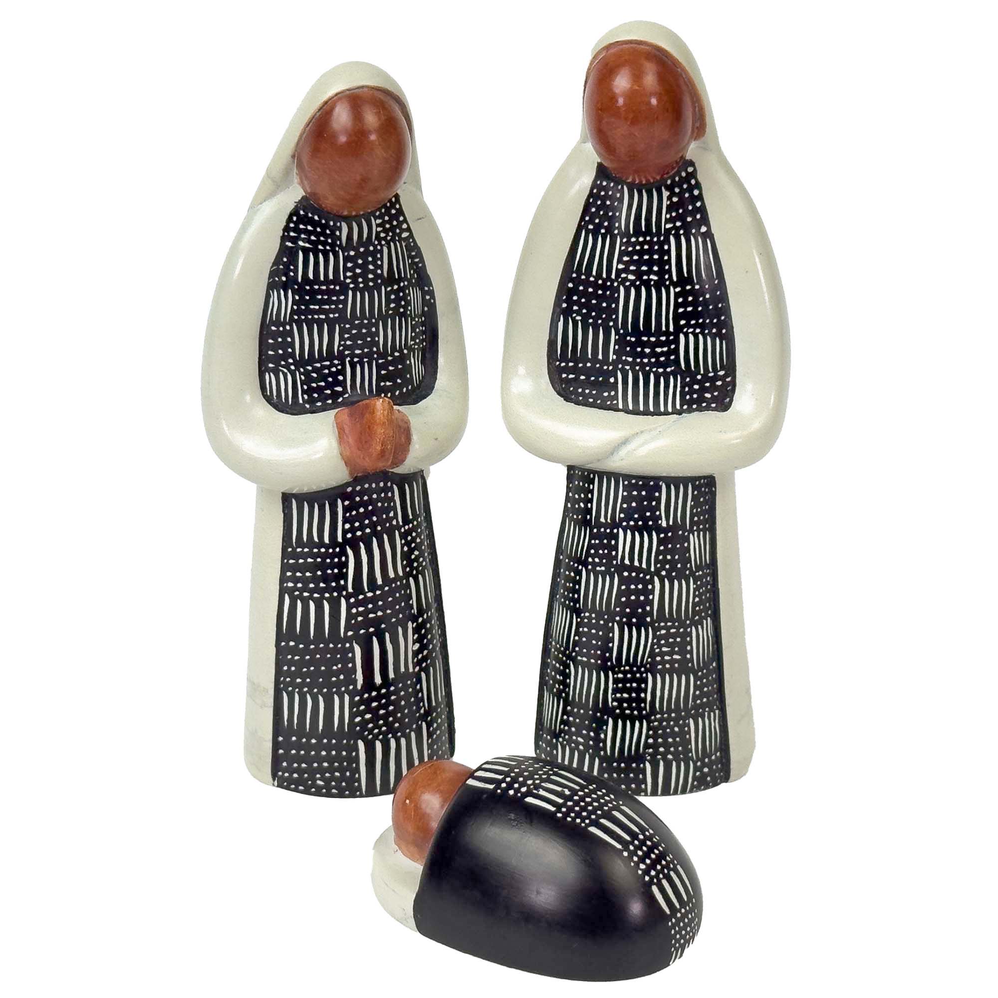 Soapstone Nativity with Mudcloth Strokes