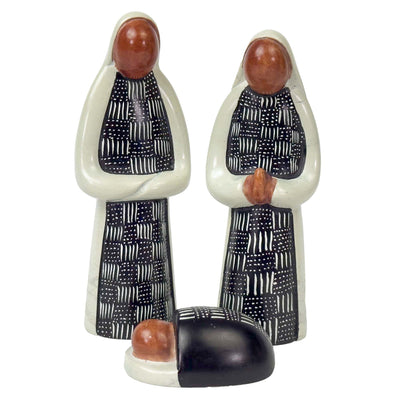 Soapstone Nativity with Mudcloth Strokes