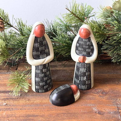Soapstone Nativity with Mudcloth Strokes