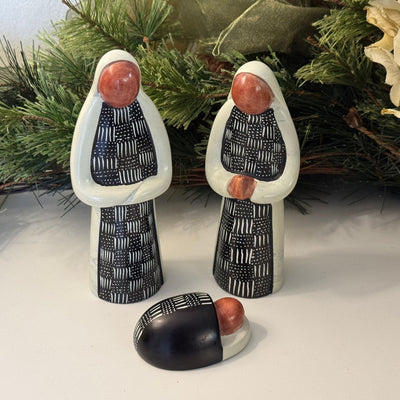 Soapstone Nativity with Mudcloth Strokes
