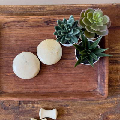 Display Set: 30 Polished Soapstone Massage Stones 2 inch Round + Display bowl