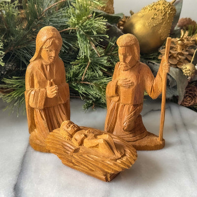 Hand-carved Olive Wood Nativity Set of Three from Kenya