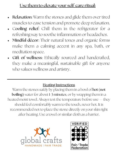 Display Set: 15 Polished Soapstone Massage Stones + Display bowl