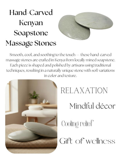 Display Set: 15 Polished Soapstone Massage Stones + Display bowl