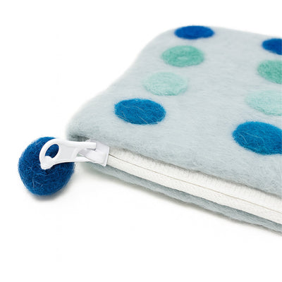 Ocean Felt Zipper Pouch, Blue