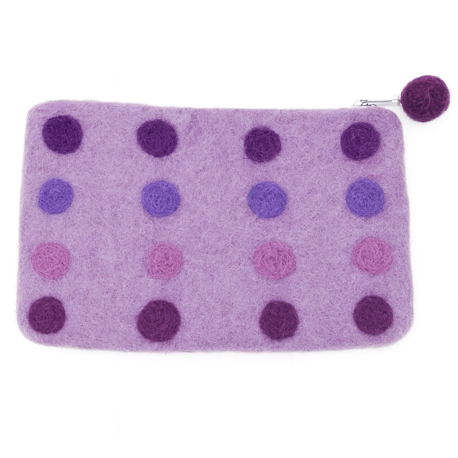 Twilight Dot Felt Zipper Pouch, Purple