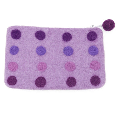 Twilight Dot Felt Zipper Pouch, Purple