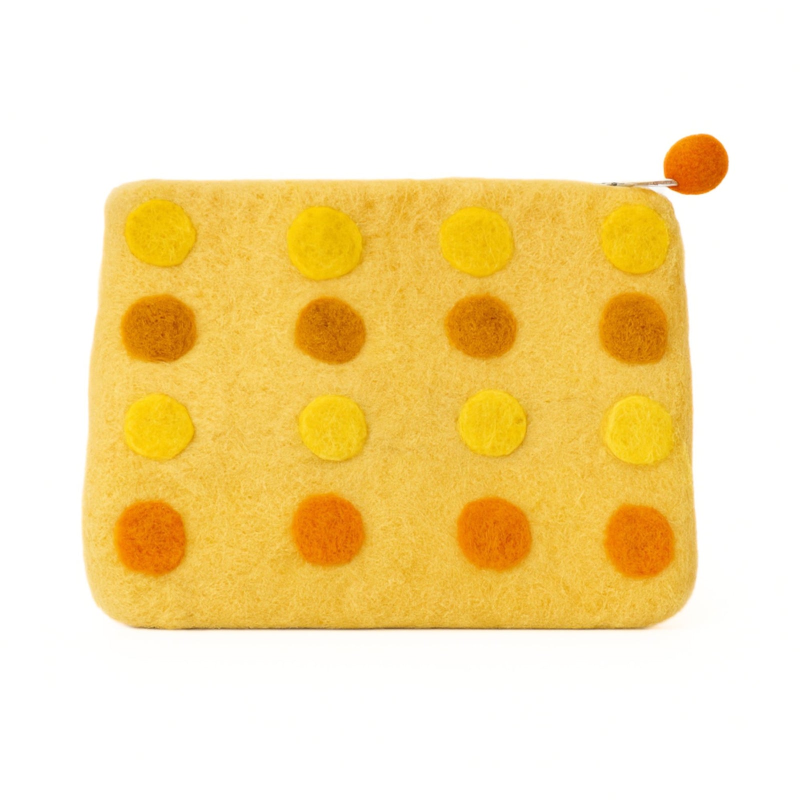 Honey Felt Zipper Pouch, Yellow