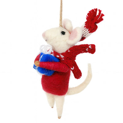 Handfelted Christmas Mice Collectible Figurines, Set of 3