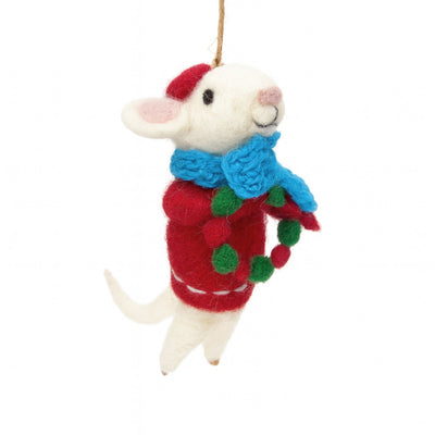 Handfelted Christmas Mice Collectible Figurines, Set of 3