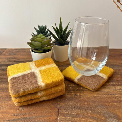 Honey Window Pane Coasters, Set of 4