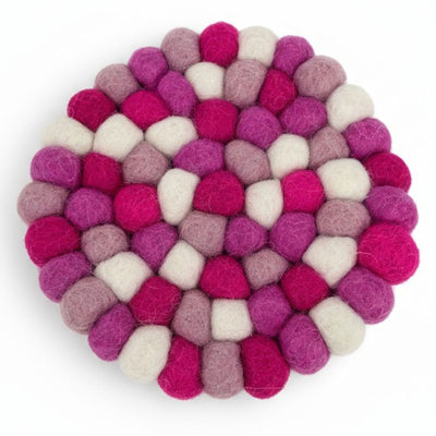 CLOSEOUT - Pretty in Pink Felt Ball Coasters, Set of 4