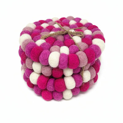 CLOSEOUT - Pretty in Pink Felt Ball Coasters, Set of 4