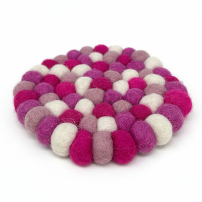 CLOSEOUT - Pretty in Pink Felt Ball Coasters, Set of 4