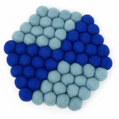 Felt Ball Hexagon Trivett: Blue City