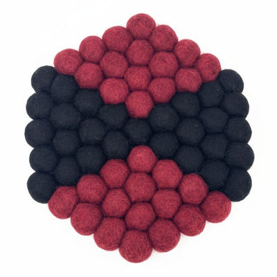 Felt Ball Hexagon Trivet: Morroccan
