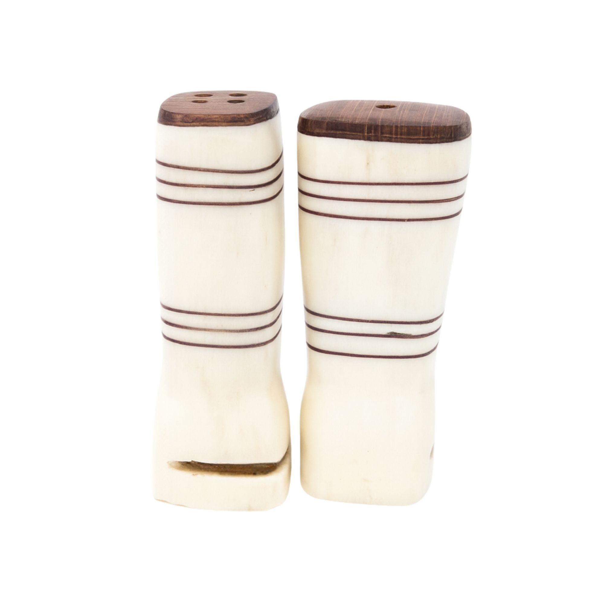 White Simple Batik Bone Salt & Pepper Shakers