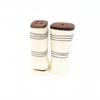 White Simple Batik Bone Salt & Pepper Shakers