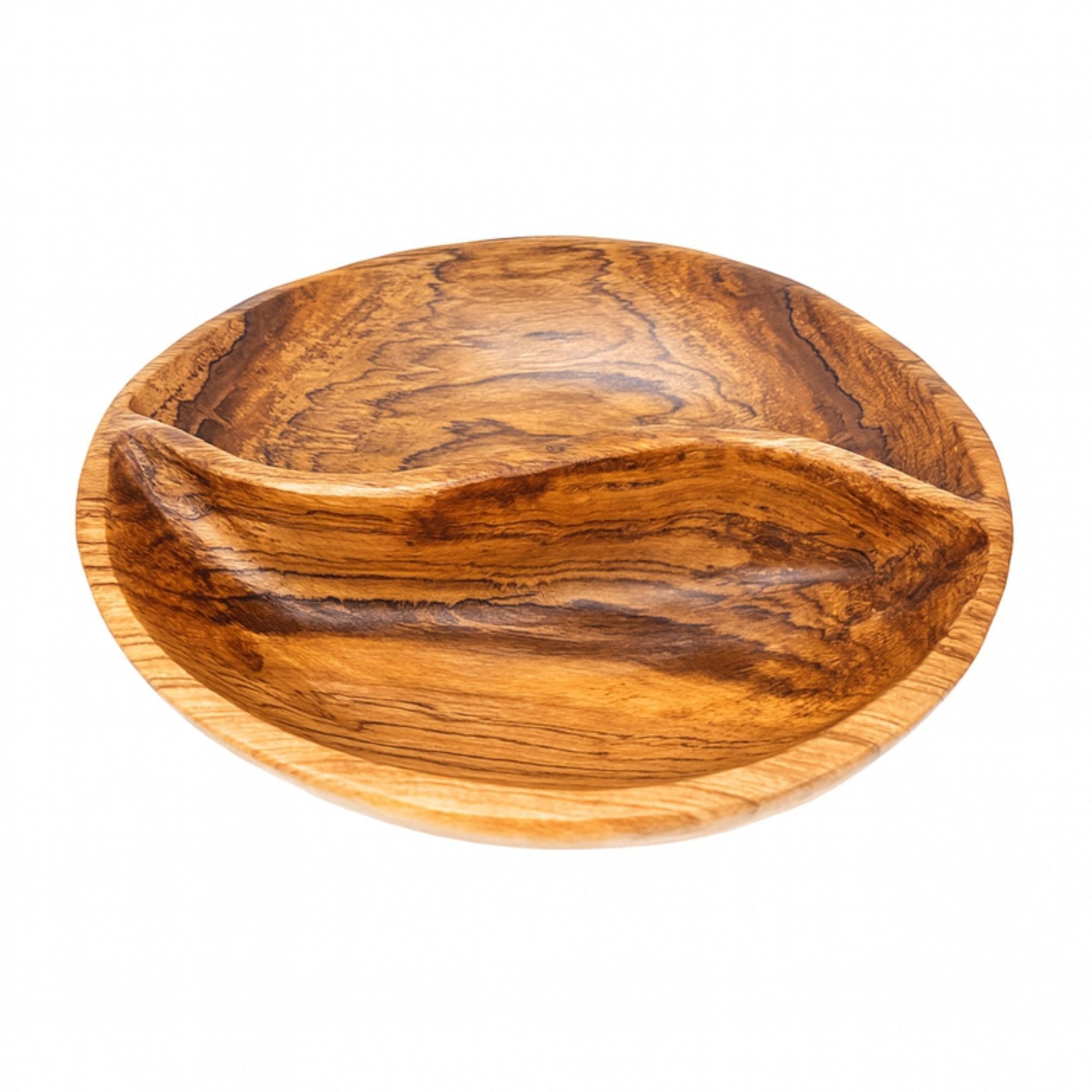 Large Round Olive Wood Divided Serving Platter