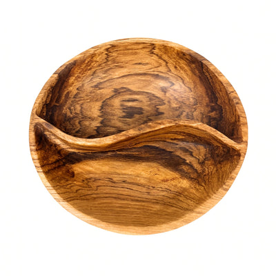 Large Round Olive Wood Divided Serving Platter