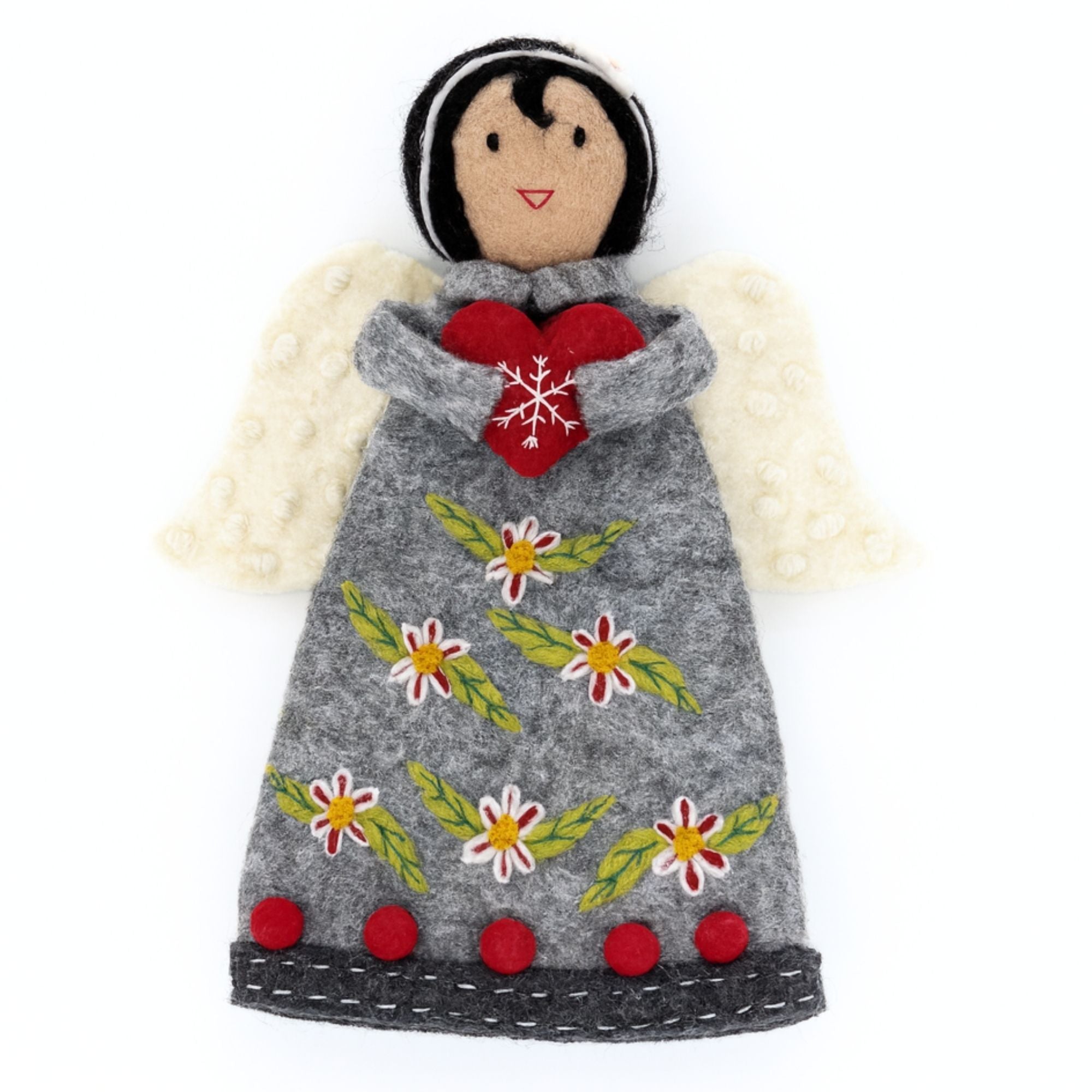 Christmas Tree Topper or Tabletop Decor, Brown Skin Angel - 10 inch Tall