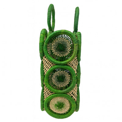 Uganda Raffia Square 12 inch Tote Basket, Green