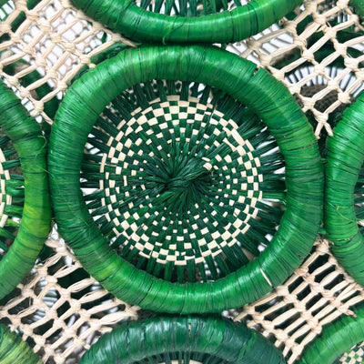 Uganda Raffia Square 12 inch Tote Basket, Green