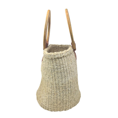 Natural Sisal Bag with Wood Handles, Natural