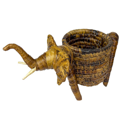 Handcrafted Banana Fiber Safari Animal Elephant Basket - Large