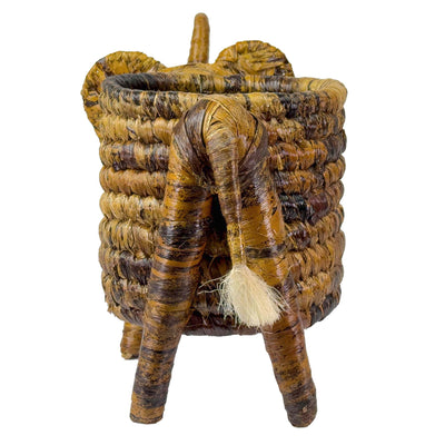 Handcrafted Banana Fiber Safari Animal Elephant Basket - Large
