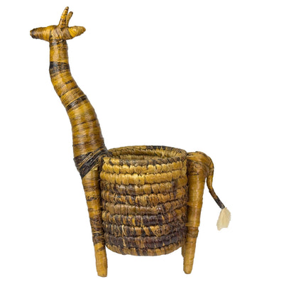 Handcrafted Banana Fiber Safari Animal Giraffe Basket - Large