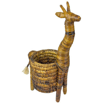 Handcrafted Banana Fiber Safari Animal Giraffe Basket - Large