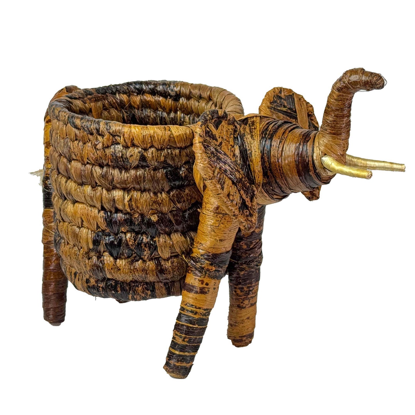 Handcrafted Banana Fiber Safari Animal Elephant Basket - Medium
