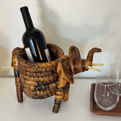 Handcrafted Banana Fiber Safari Animal Elephant Basket - Medium