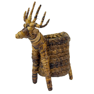 Handcrafted Banana Fiber Reindeer Basket - Medium