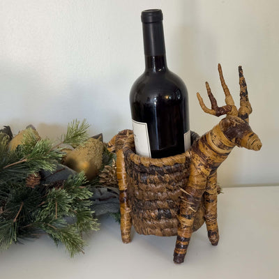 Handcrafted Banana Fiber Reindeer Basket - Medium