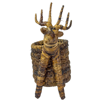Handcrafted Banana Fiber Reindeer Basket - Medium