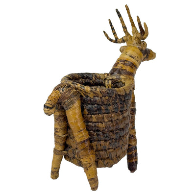 Handcrafted Banana Fiber Reindeer Basket - Medium