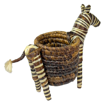 Handcrafted Banana Fiber Safari Animal Zebra Basket - Large