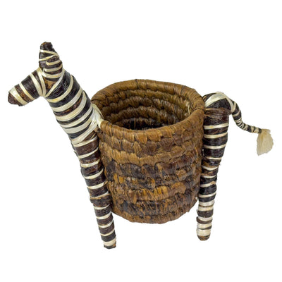 Handcrafted Banana Fiber Safari Animal Zebra Basket - Medium