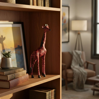Standing Giraffe Wood Sculpture