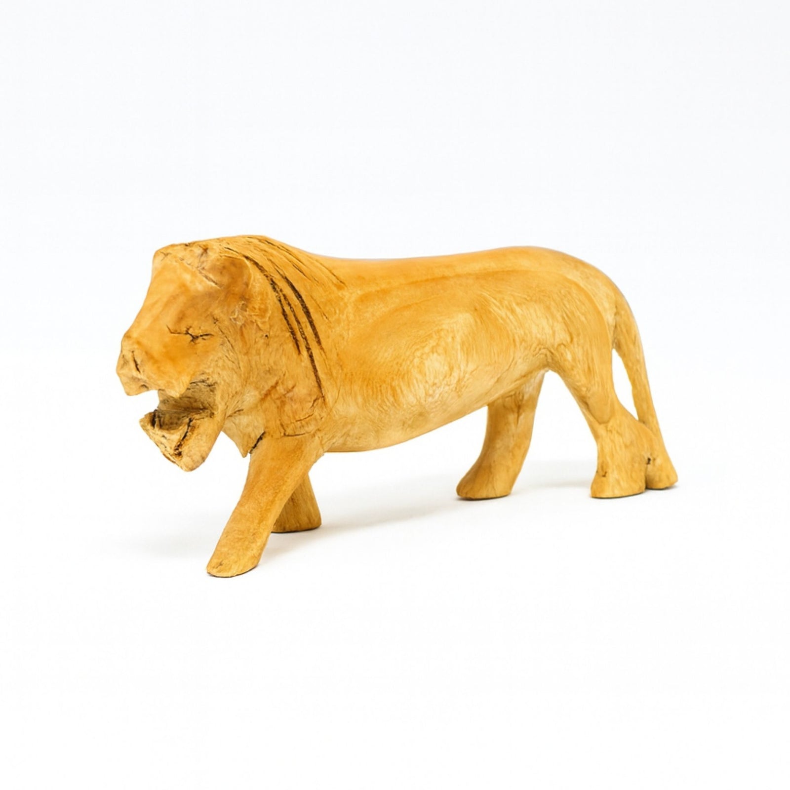 CLOSEOUT - Kenya Hand-Carved  Wood Lion Safari Animal – Medium