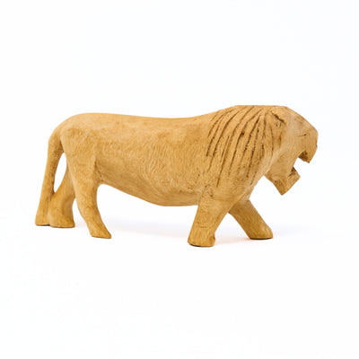 CLOSEOUT - Kenya Hand-Carved  Wood Lion Safari Animal – Medium