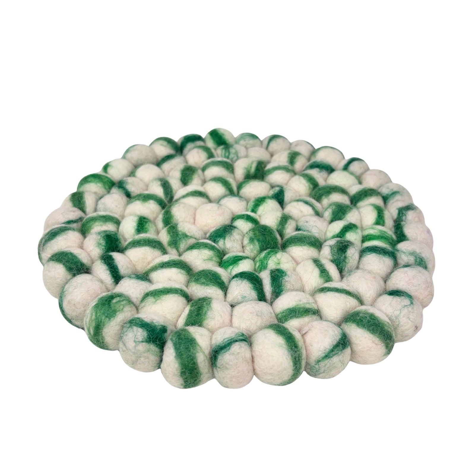 Felt Ball Trivet: Round,  Peppermint Spearmint Trivet