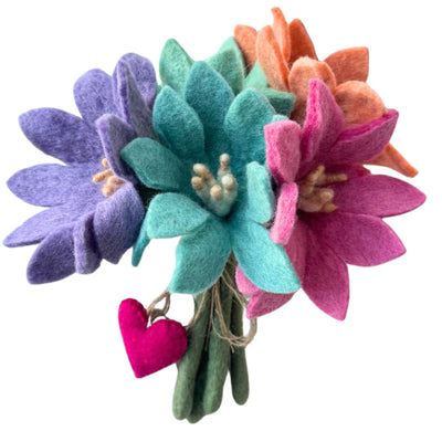 PACK OF 10 - Handmade Felt Flower Spring Maya Bouquet