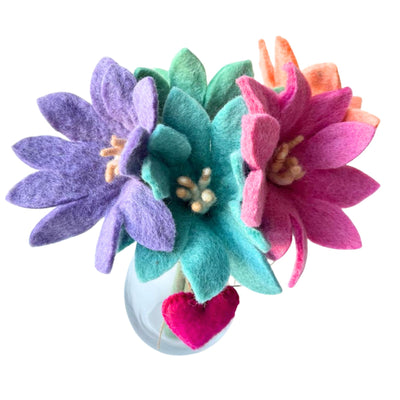 PACK OF 10 - Handmade Felt Flower Spring Maya Bouquet