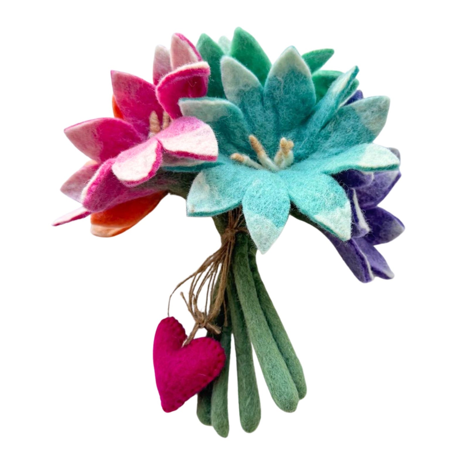 PACK OF 10 -  Handmade Felt Flower Spring Frost Maya