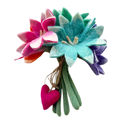 PACK OF 10 -  Handmade Felt Flower Spring Light-Kissed Petals