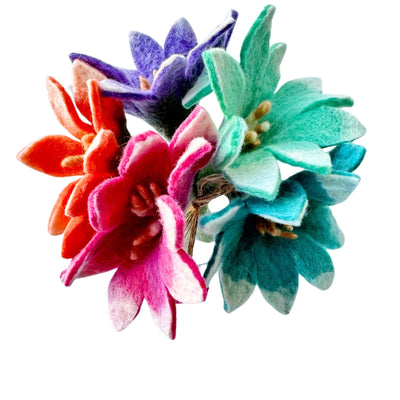 PACK OF 10 -  Handmade Felt Flower Spring Light-Kissed Petals